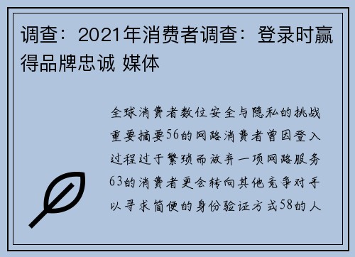 调查：2021年消费者调查：登录时赢得品牌忠诚 媒体