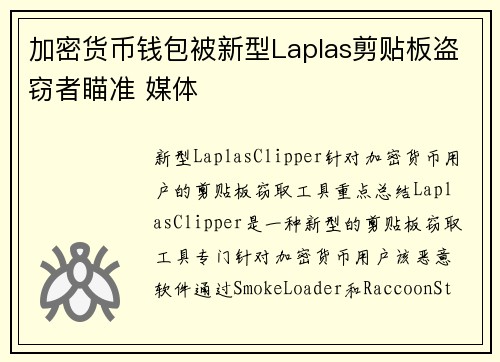 加密货币钱包被新型Laplas剪贴板盗窃者瞄准 媒体